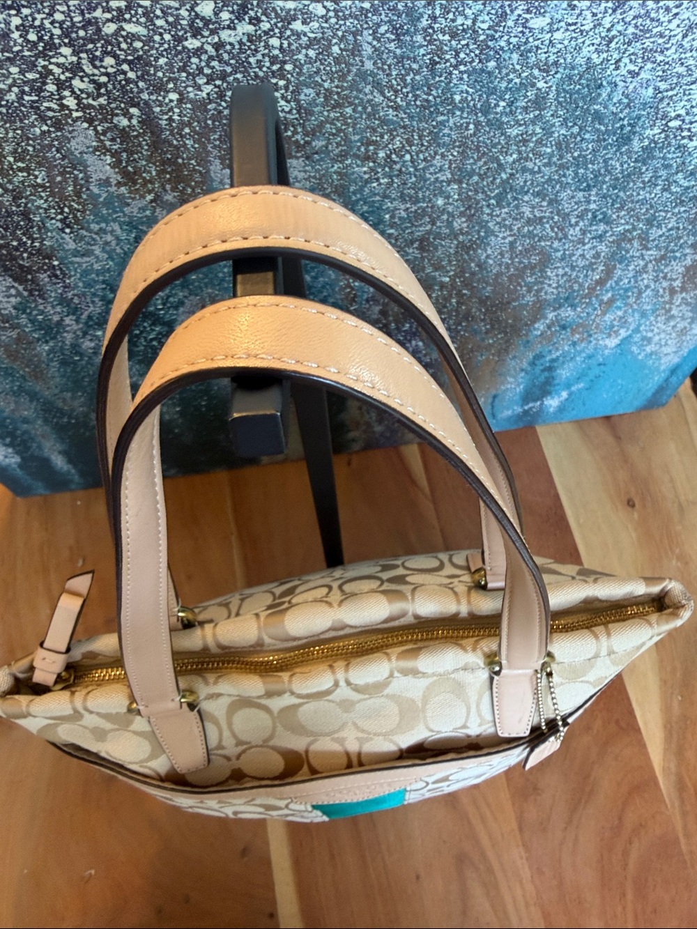Coach 2013 Classic Jewel Tone Jacquard Monogram Signature Stripe Bag (GUC) - Picture 9 of 17